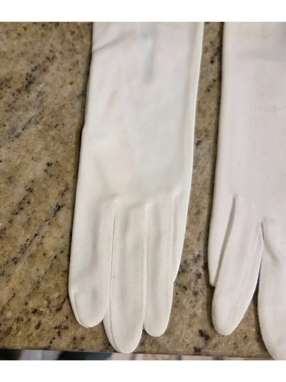 New! Vintage Sz S Off-White Formal Stretch Nylon Opera Gloves 23
